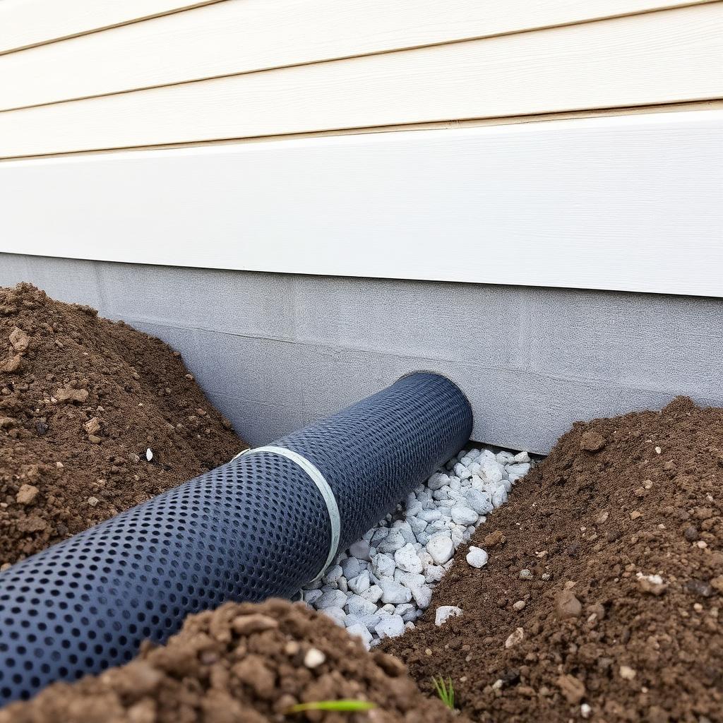 French Drain project by Ropak Construction — Perimeter French drain installation and full replacement.